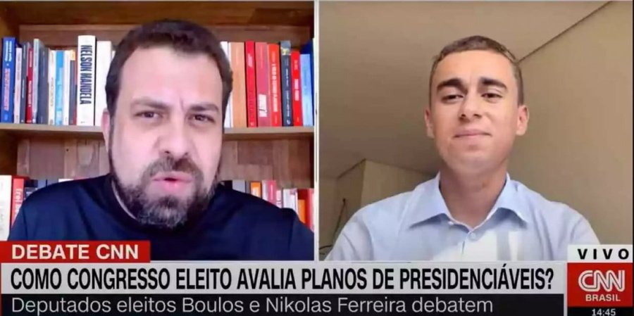 Guilherme Boulos e Nikolas discutem durante entrevista e jornalista interfere; confira