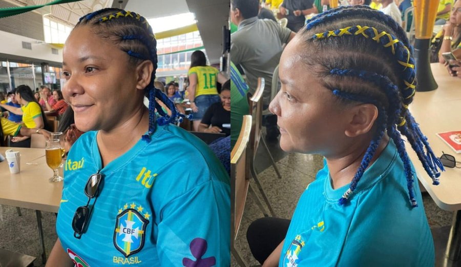 Em Teresina, cabeleireira usa dreads coloridos para torcer pelo Brasil na Copa do Mundo: ‘todo jogo uma cor’