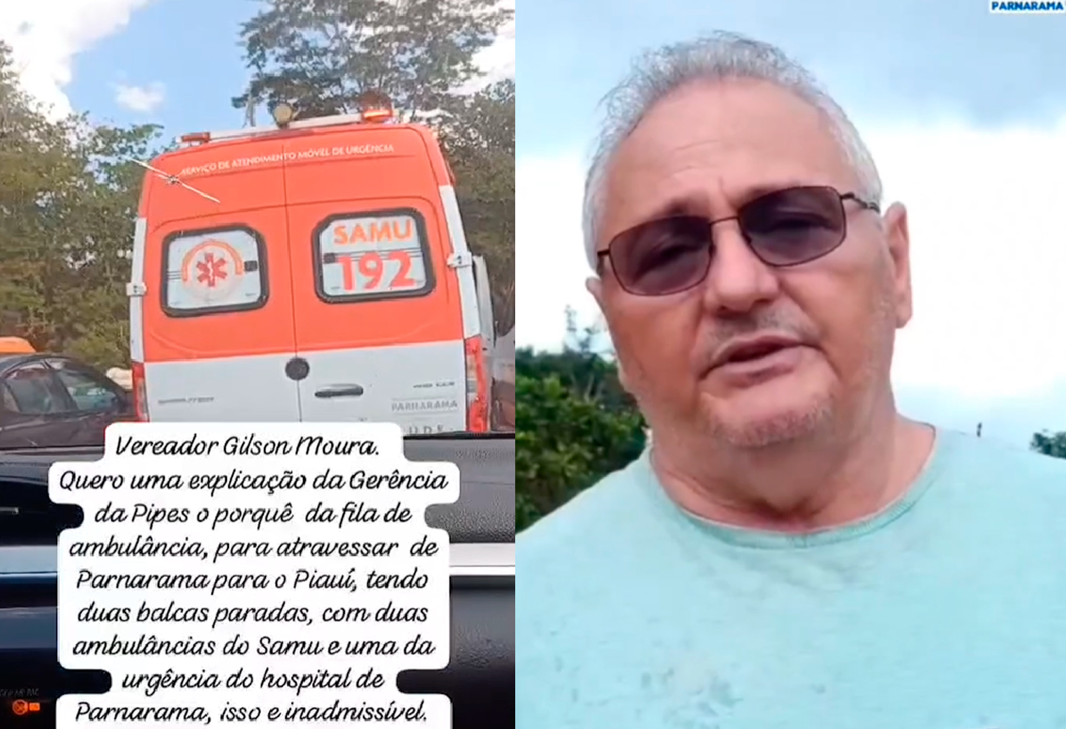 Vereador de Parnarama cobra explicações da empresa Pipes após demorar na travessia de três ambulâncias