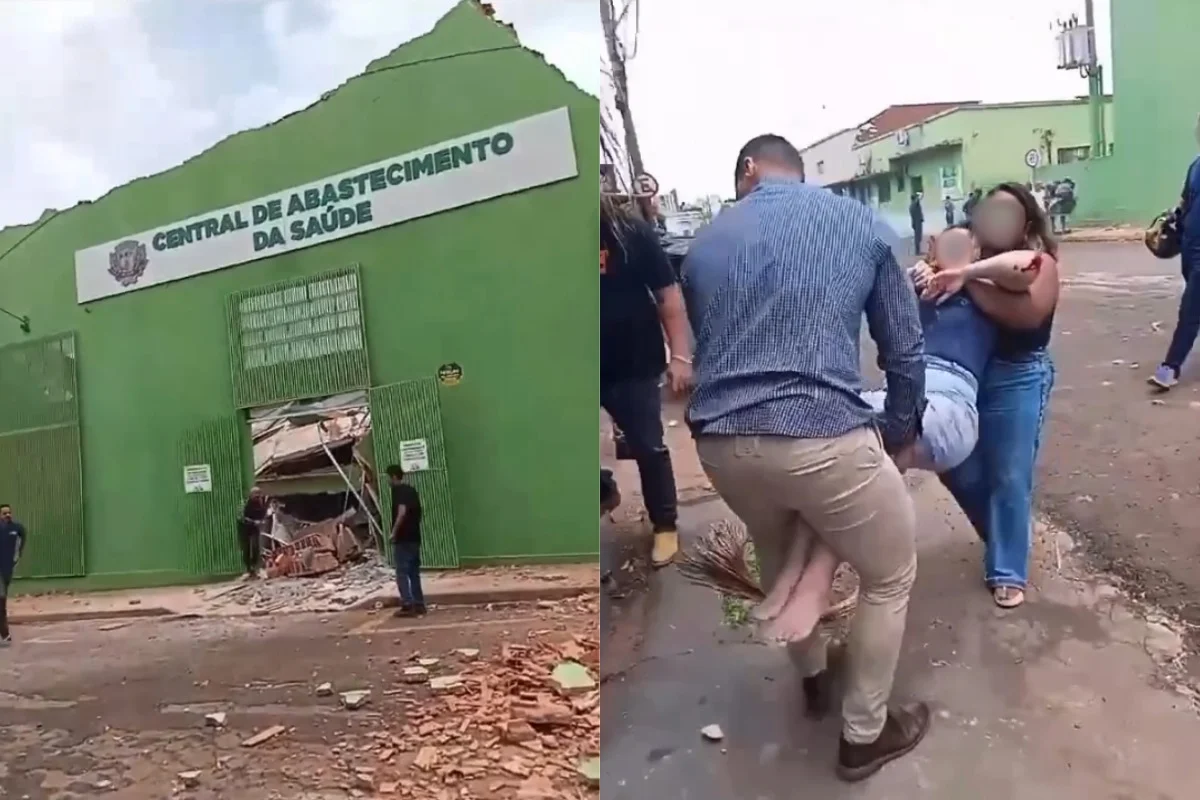 Teto da Central de Abastecimento de Saúde em Goiás desaba e deixa dois feridos